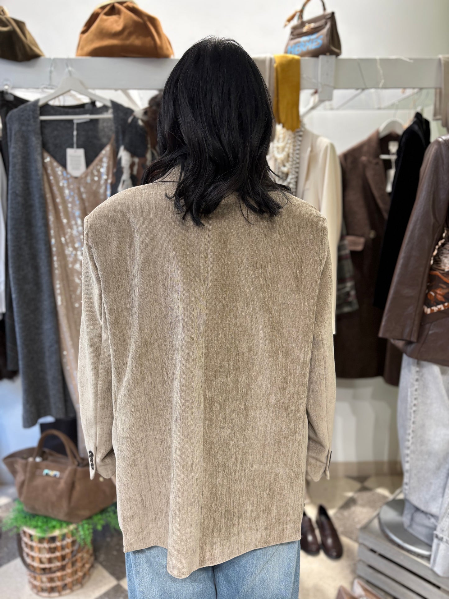 Motel blazer beige soft touch effetto velluto