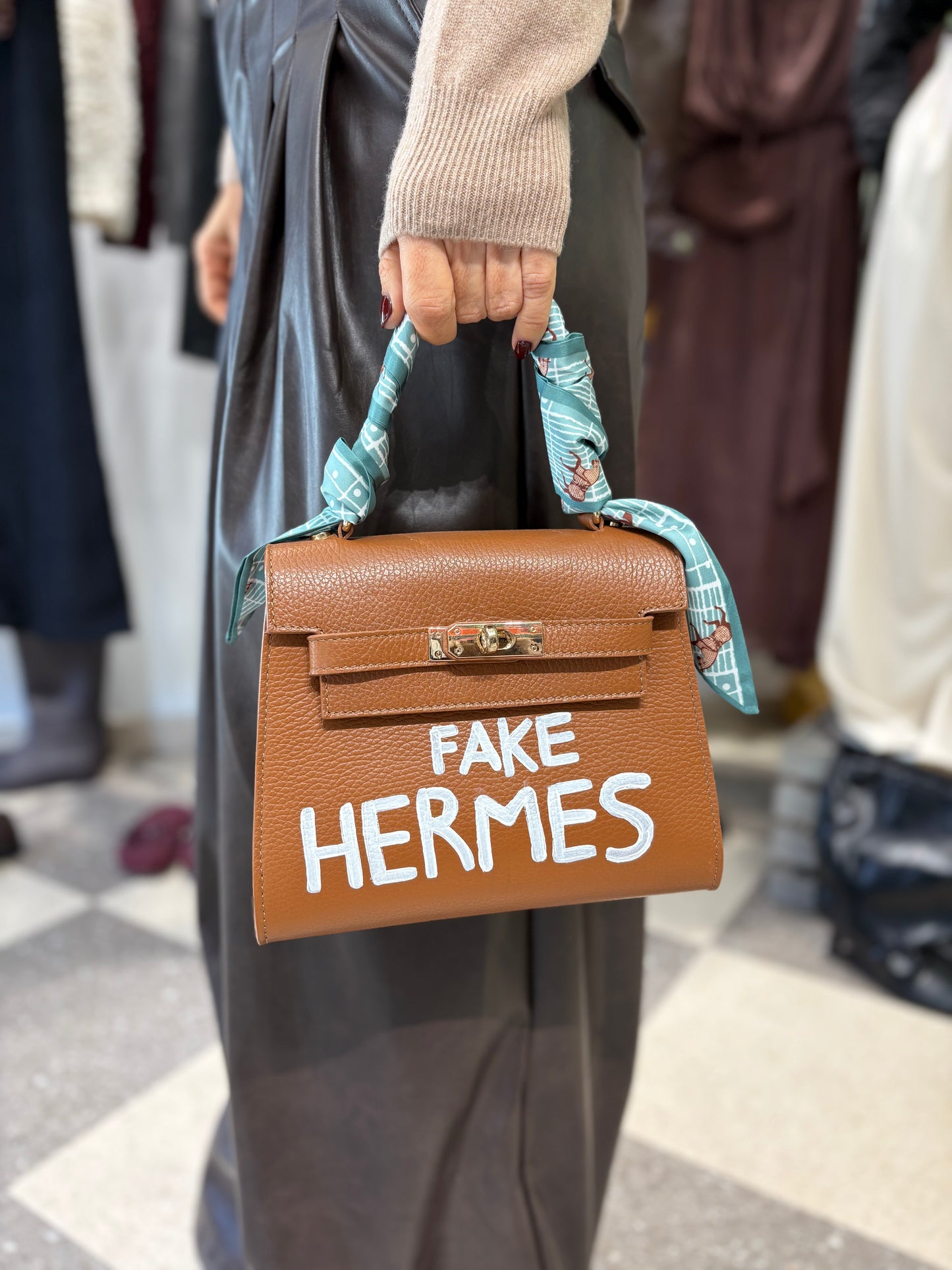 Borsa fake Hermes in vera pelle