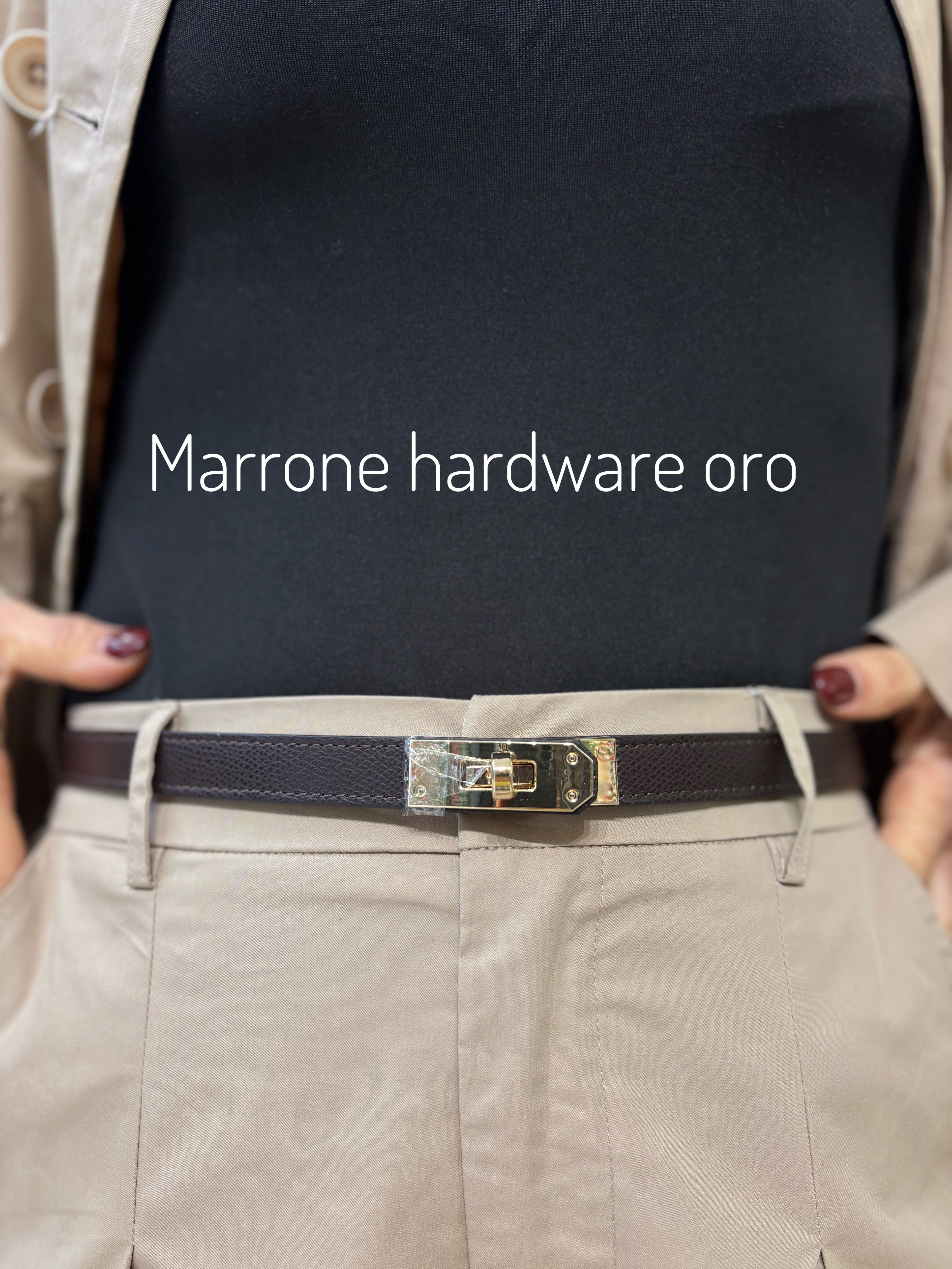 Cintura in vera pelle slim lock in