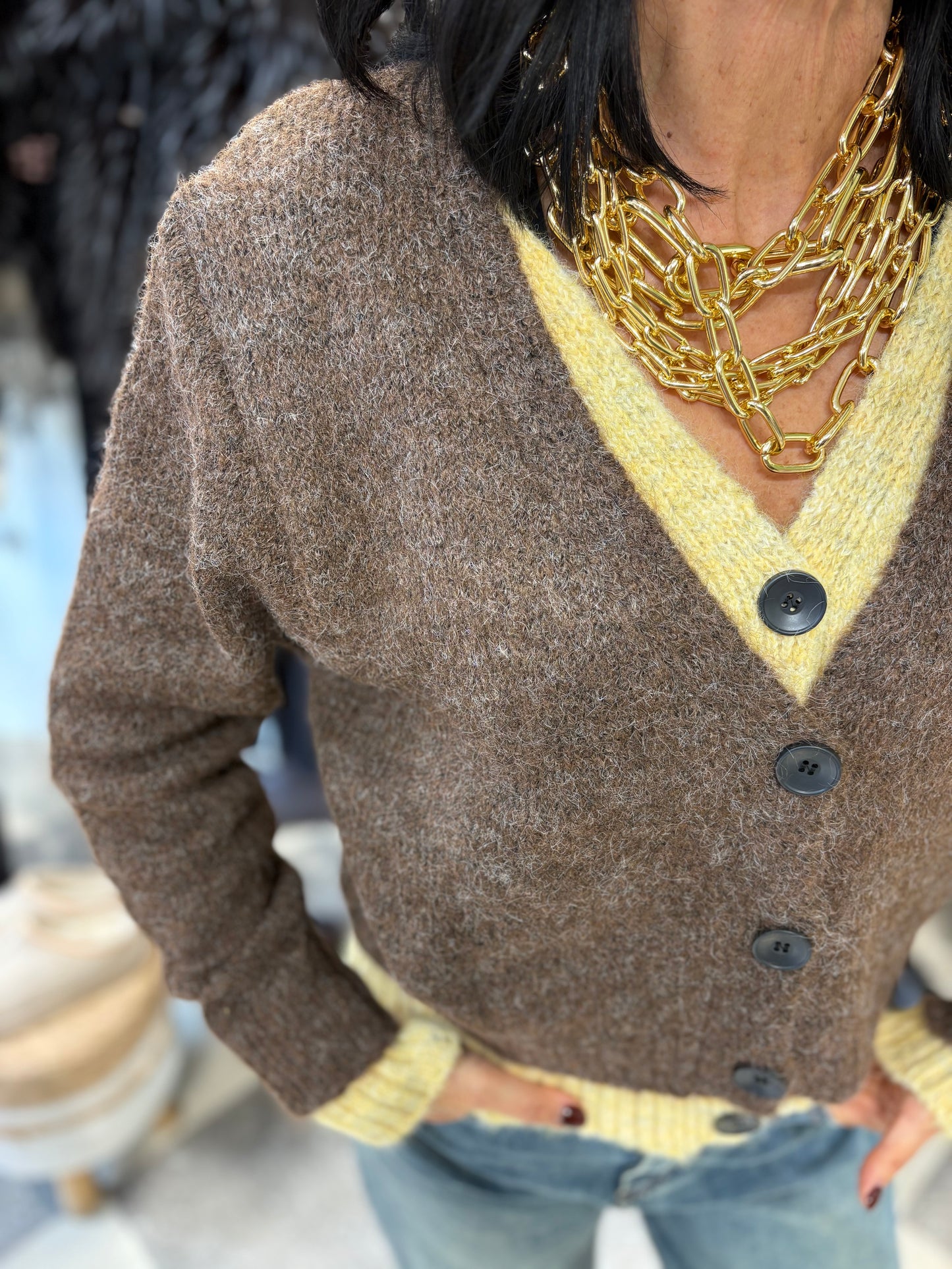 Cardigan double butter yellow