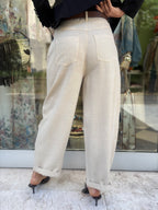 Pantalone barrel morbido sabbia