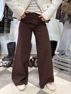 Denim extra wide leg vita alta