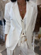 Blazer in misto lino bianco