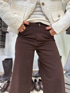 Denim extra wide leg vita alta