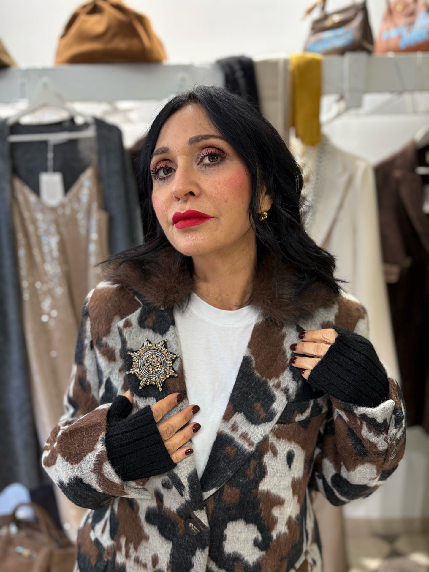 Motel giacca maculata sartoriale in misto lana