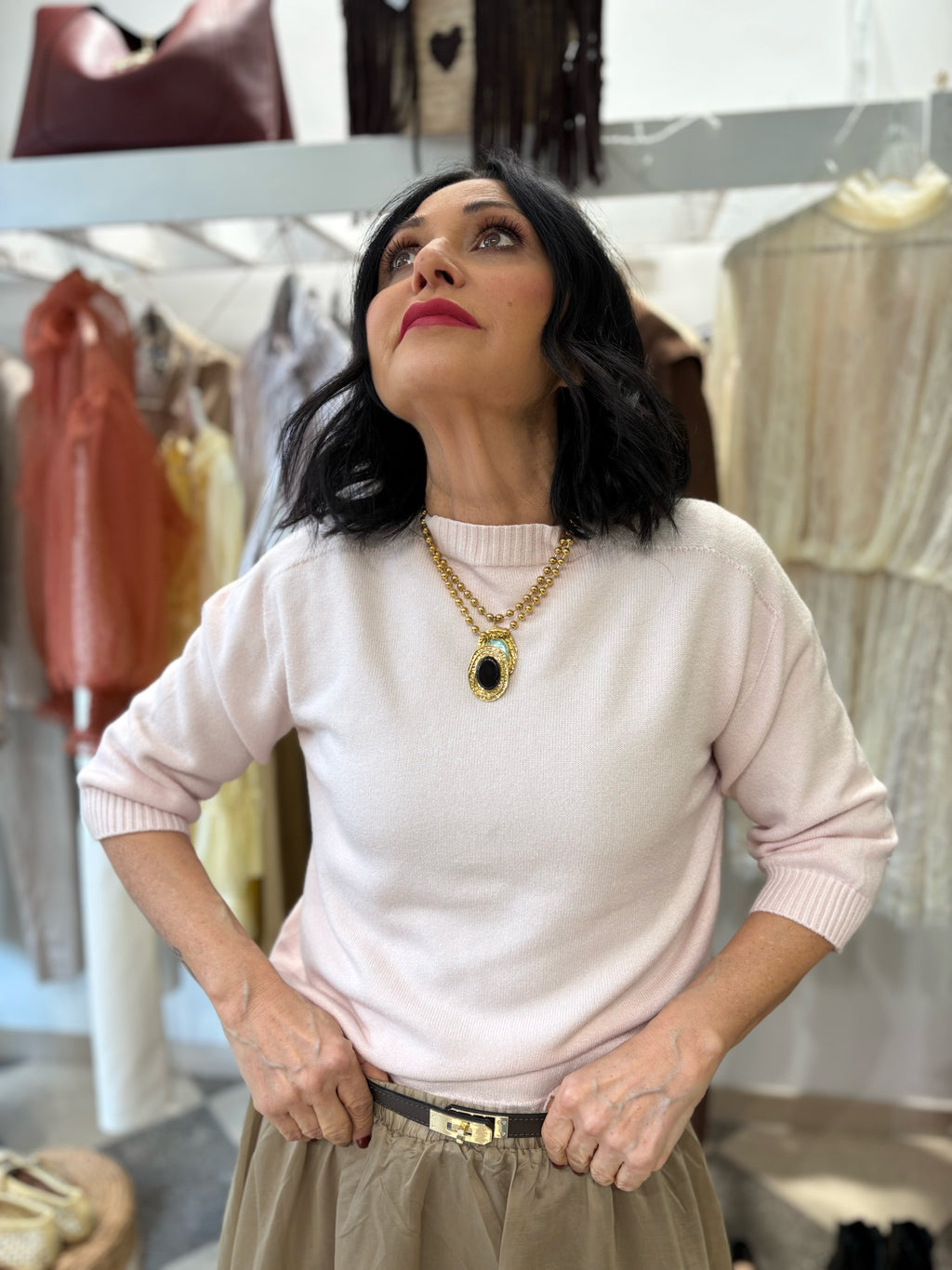 Maglioncino girocollo maglia morbida in misto viscosa