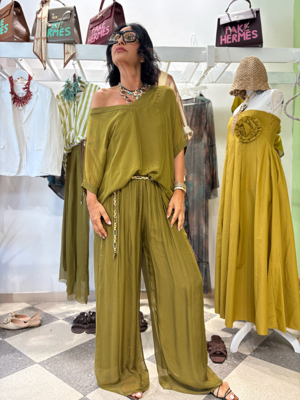 Coordinato blusa e pantalone palazzo