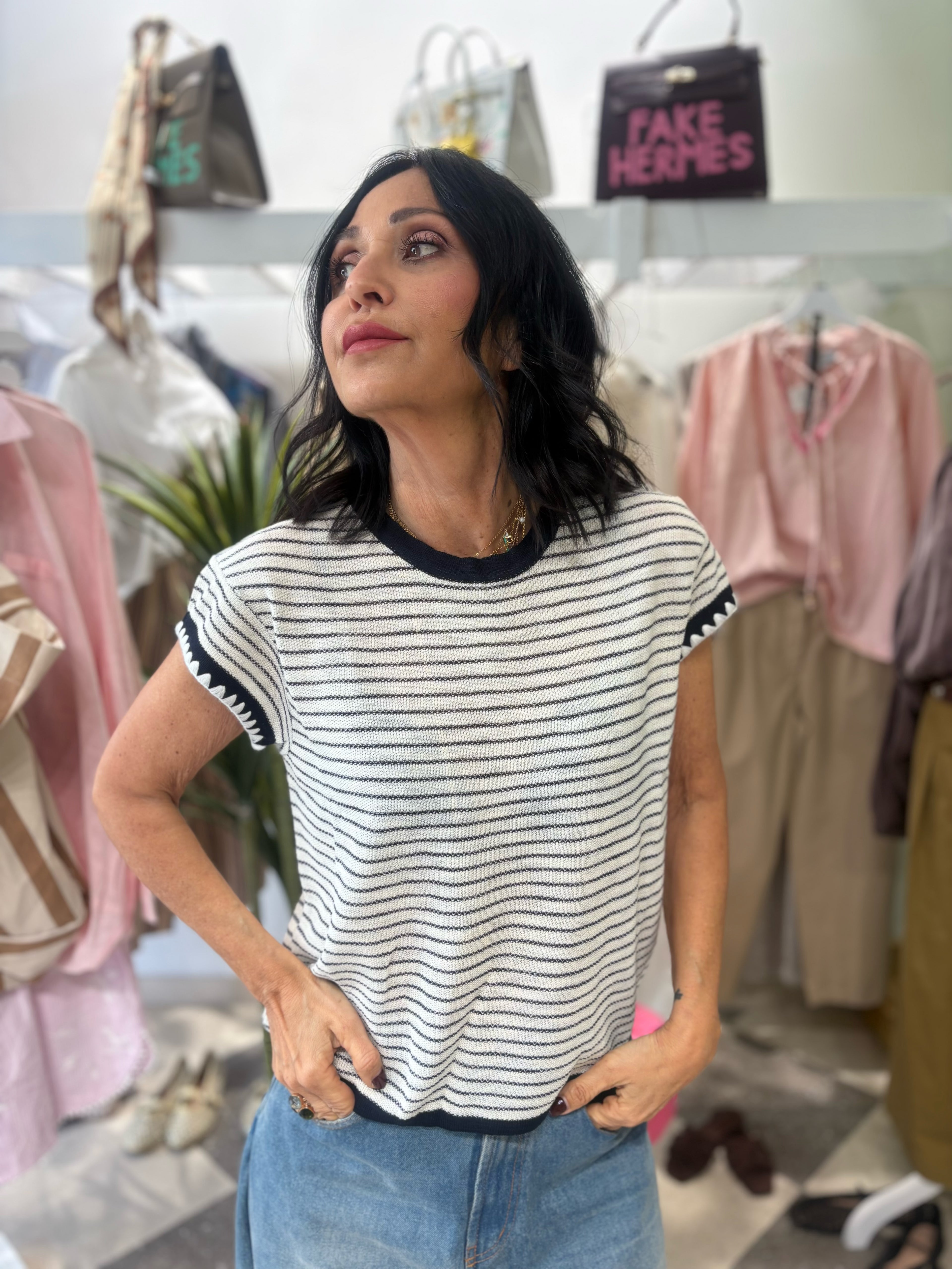 Maglia in viscosa a righe
