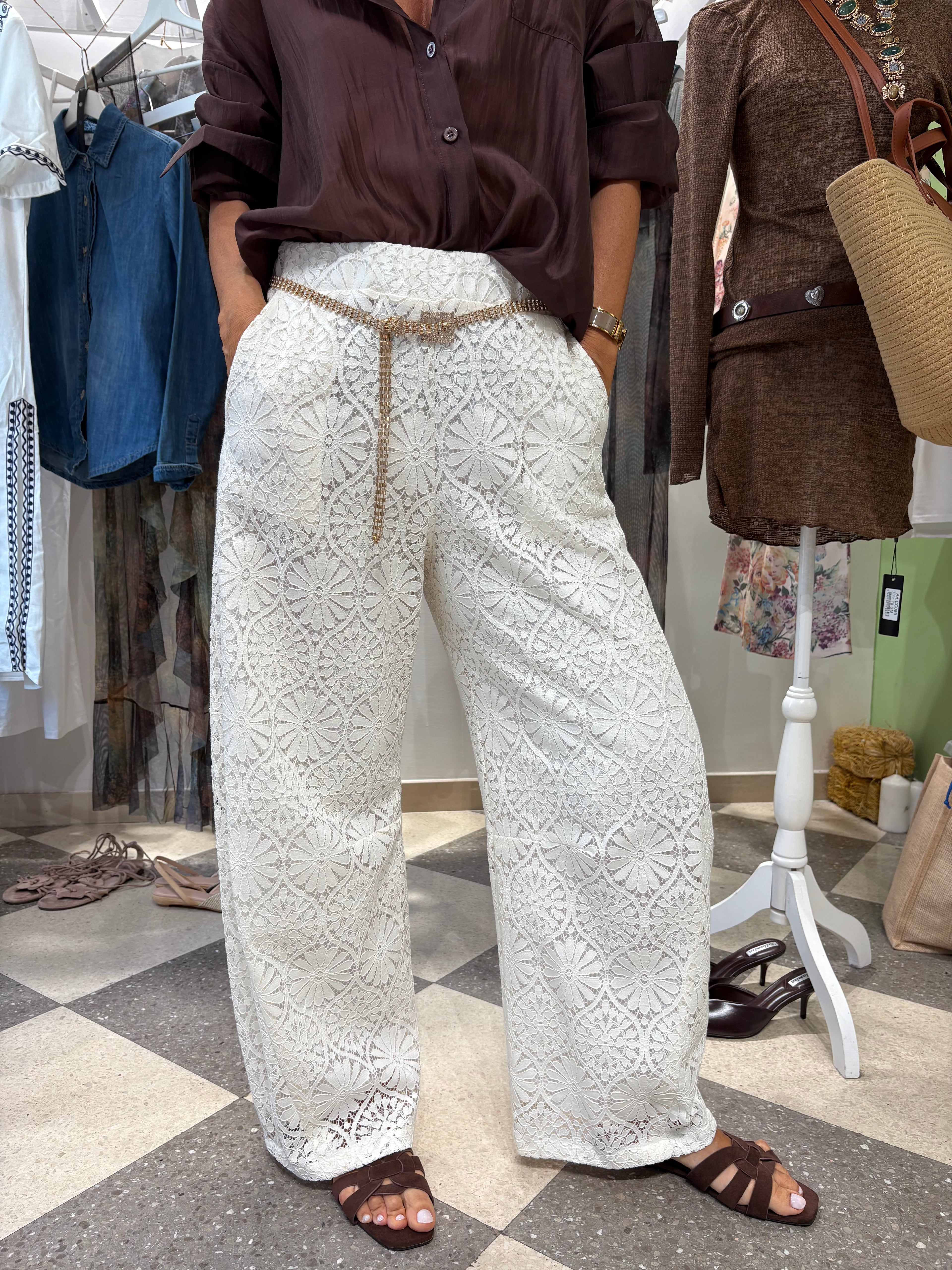 Pantalone barrel pizzo