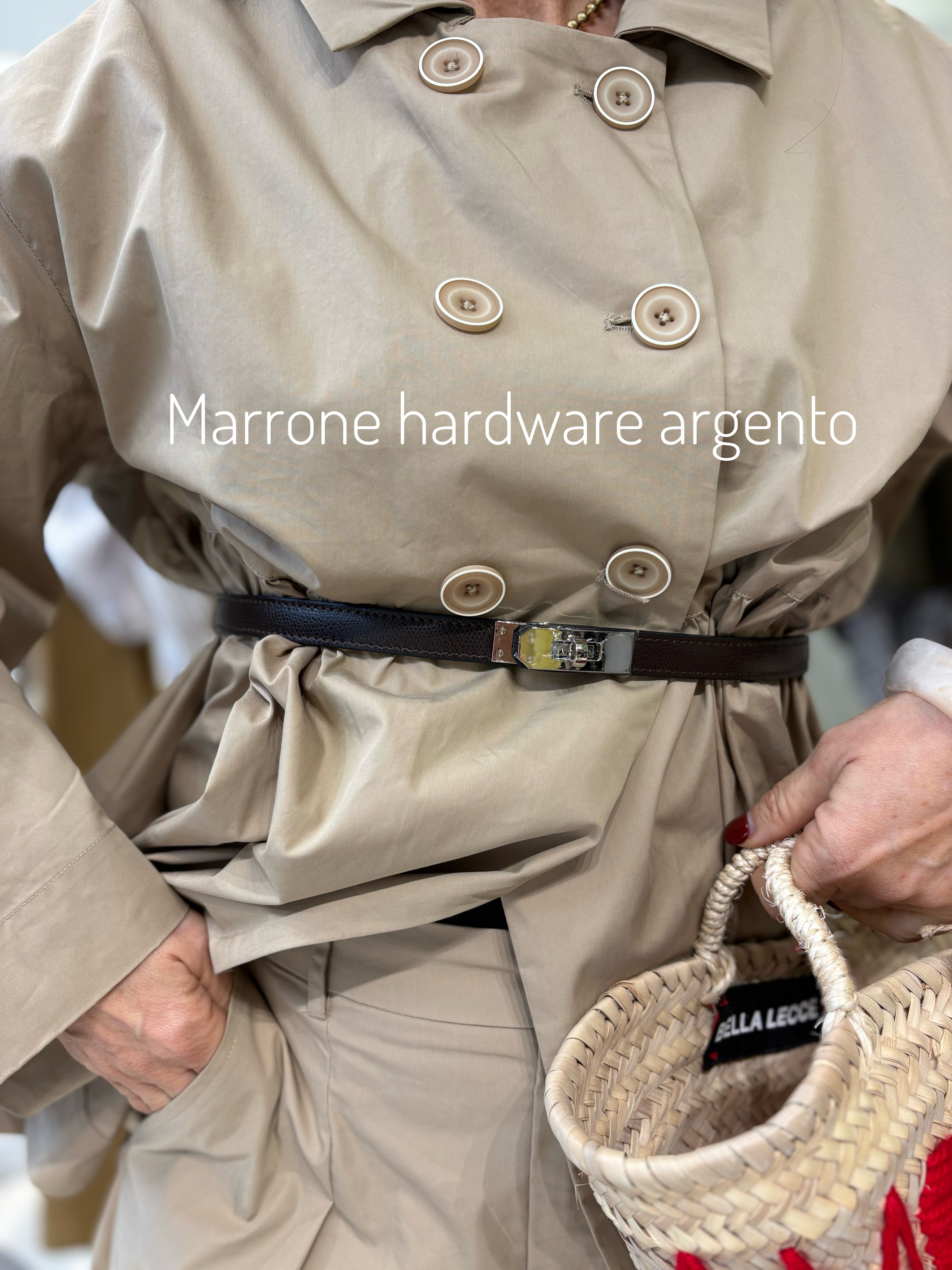 Cintura in vera pelle slim lock in