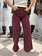 Denim extra wide leg vita alta