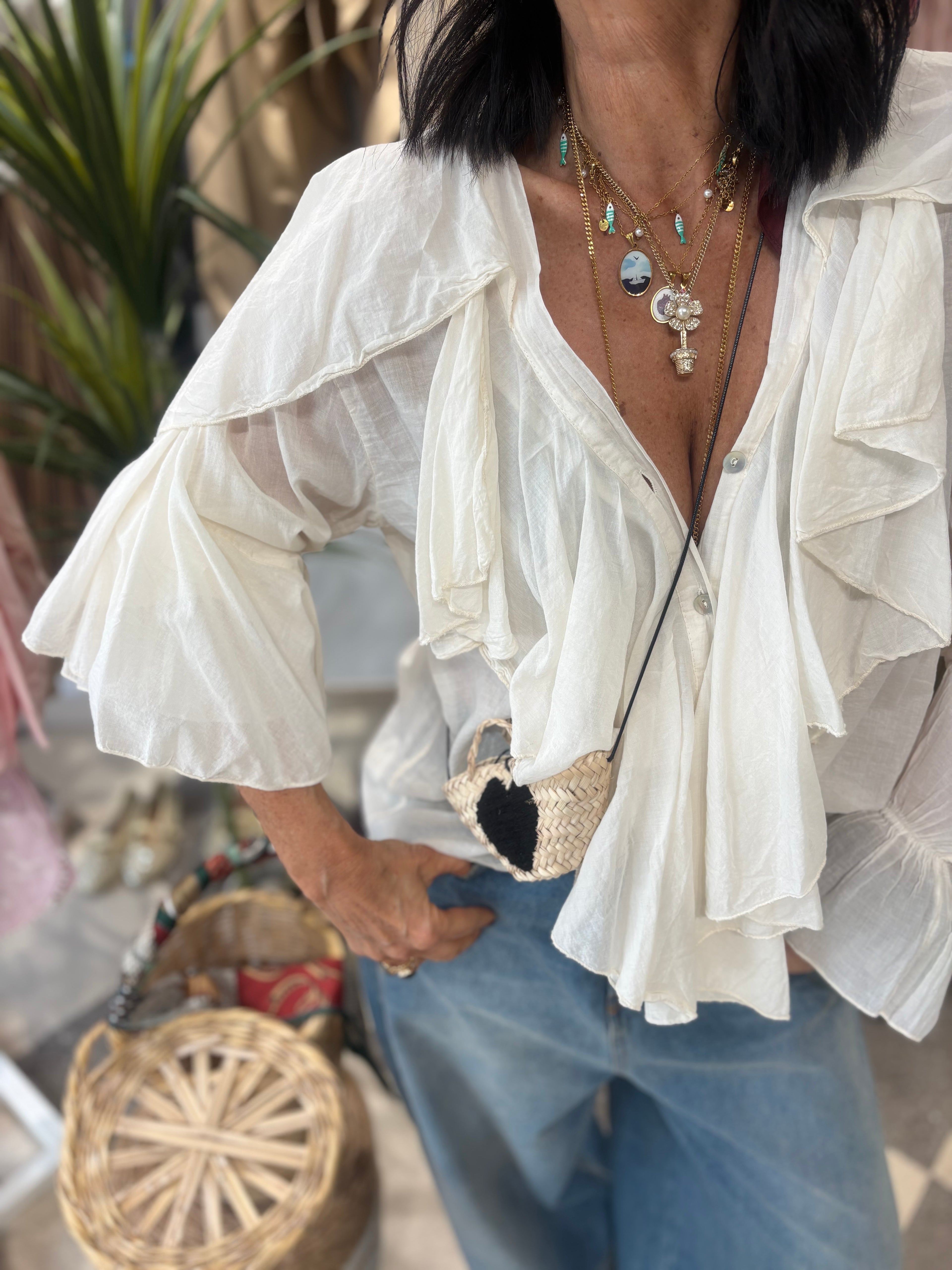 Blusa romantica panna