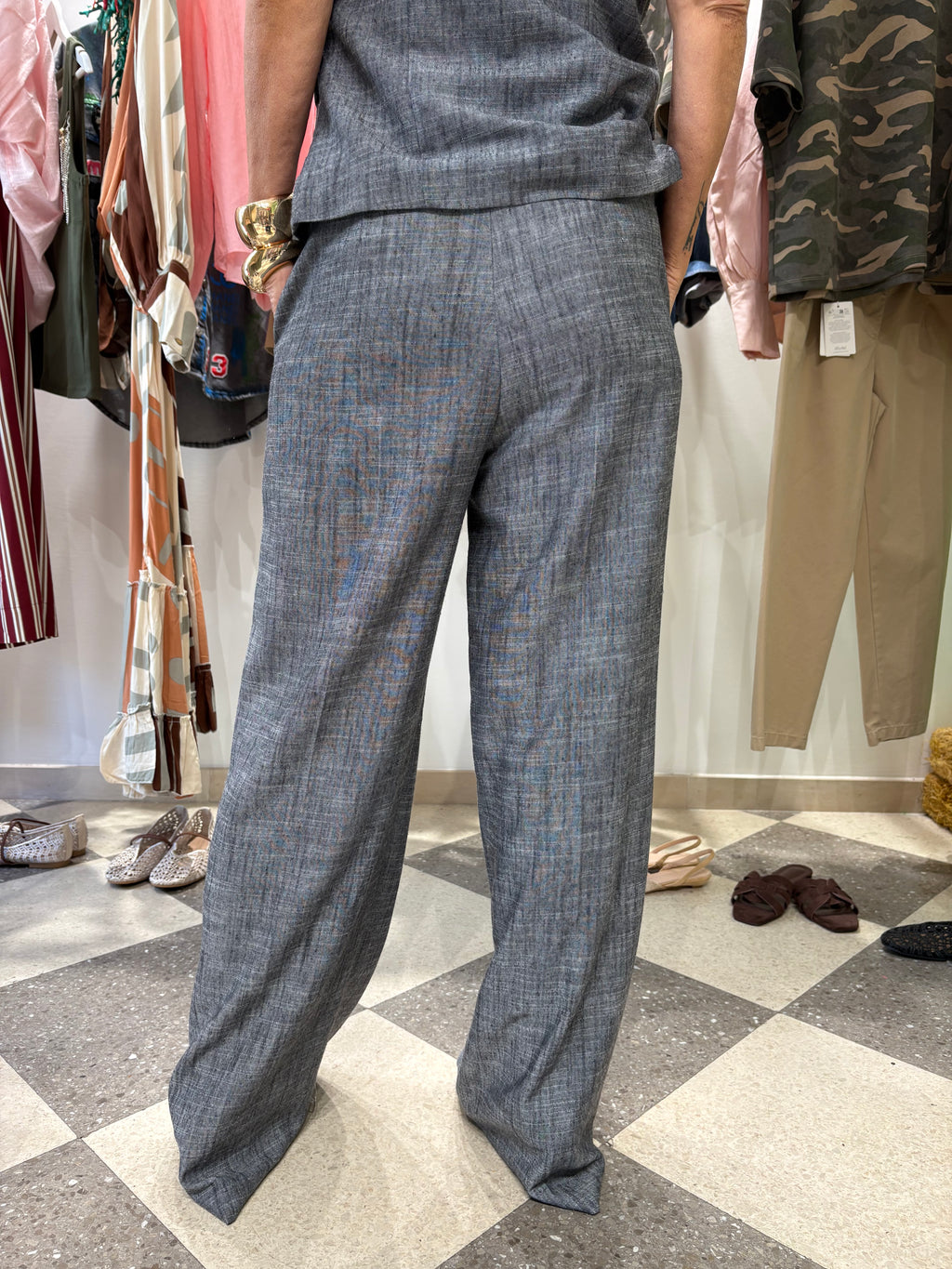 Pantaloni palazzo effetto denim