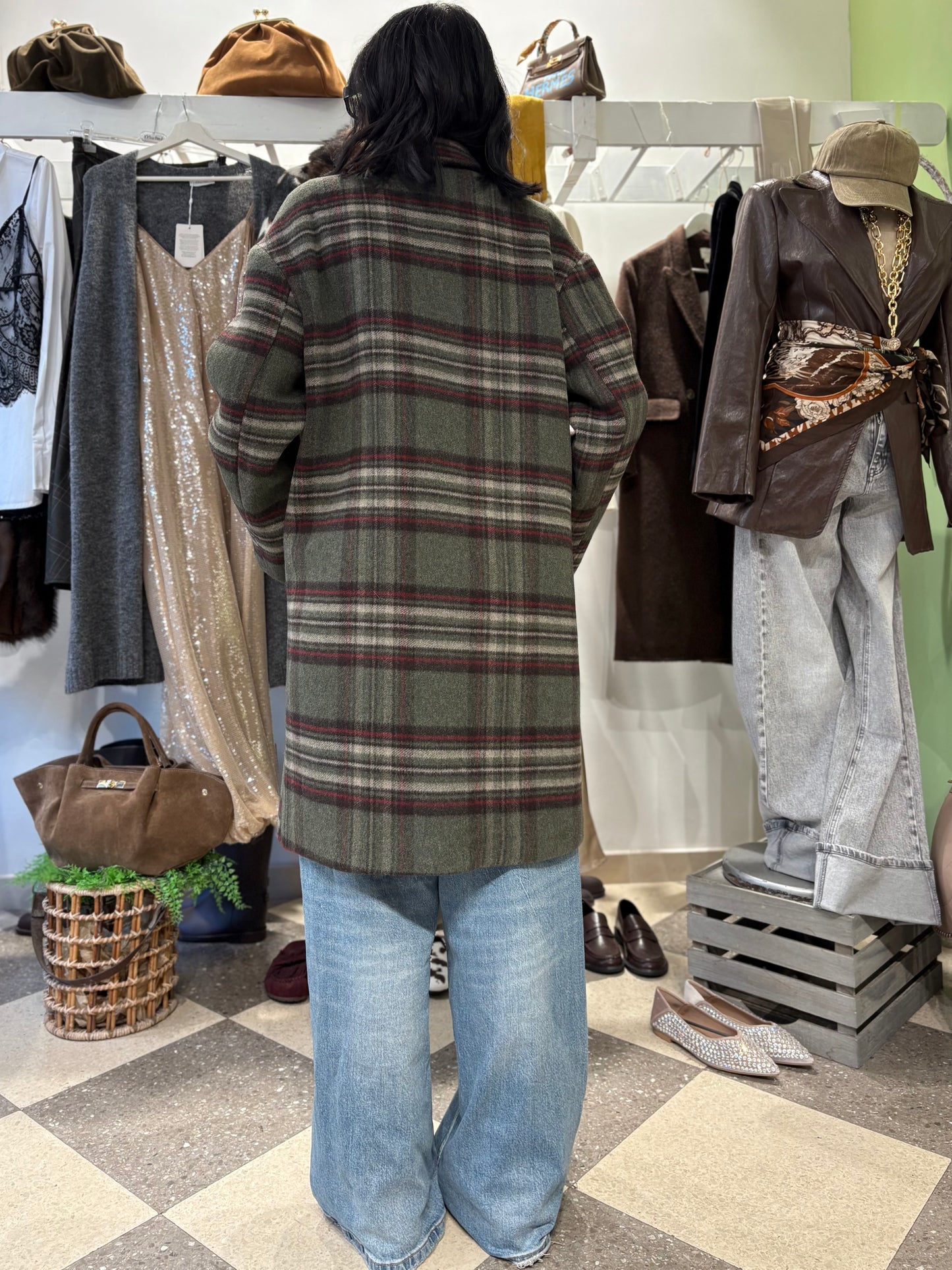 Motel cappotto a quadri effetto overshirt