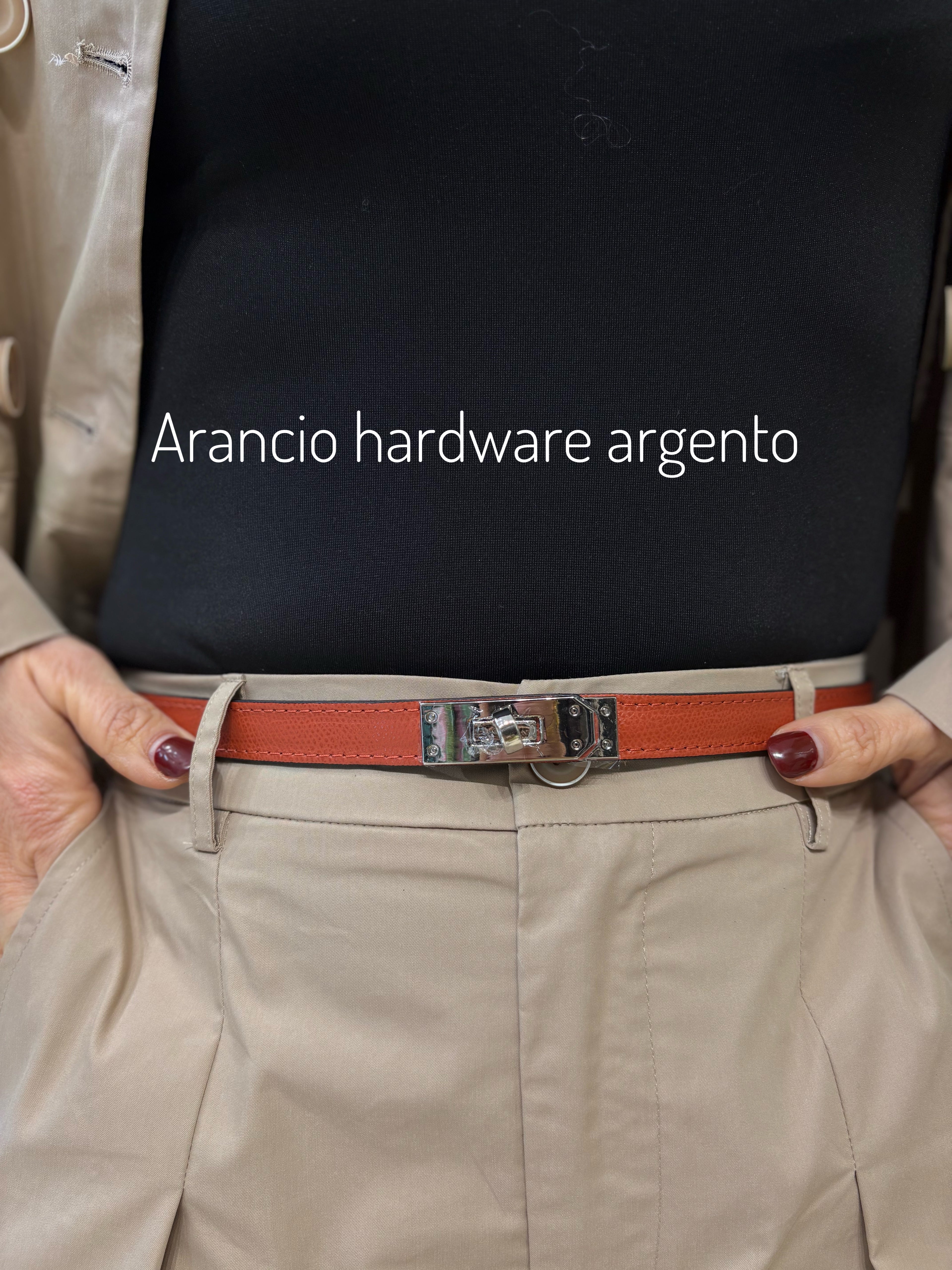 Cintura in vera pelle slim lock in