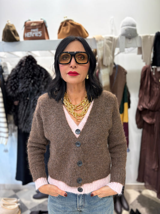 Cardigan double pink