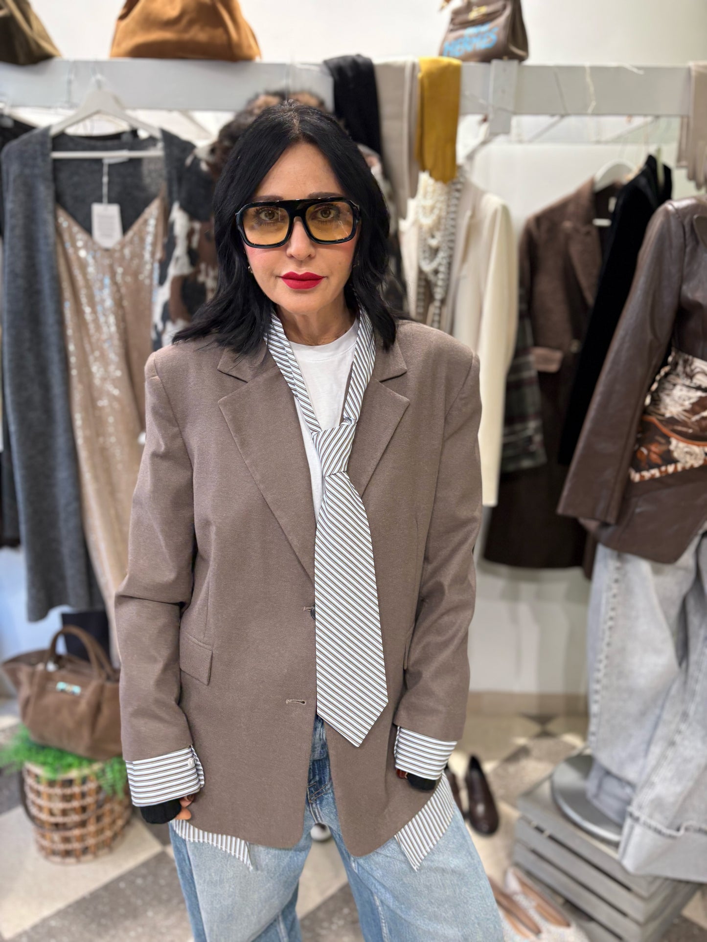 Motel blazer con dettagli a contrasto