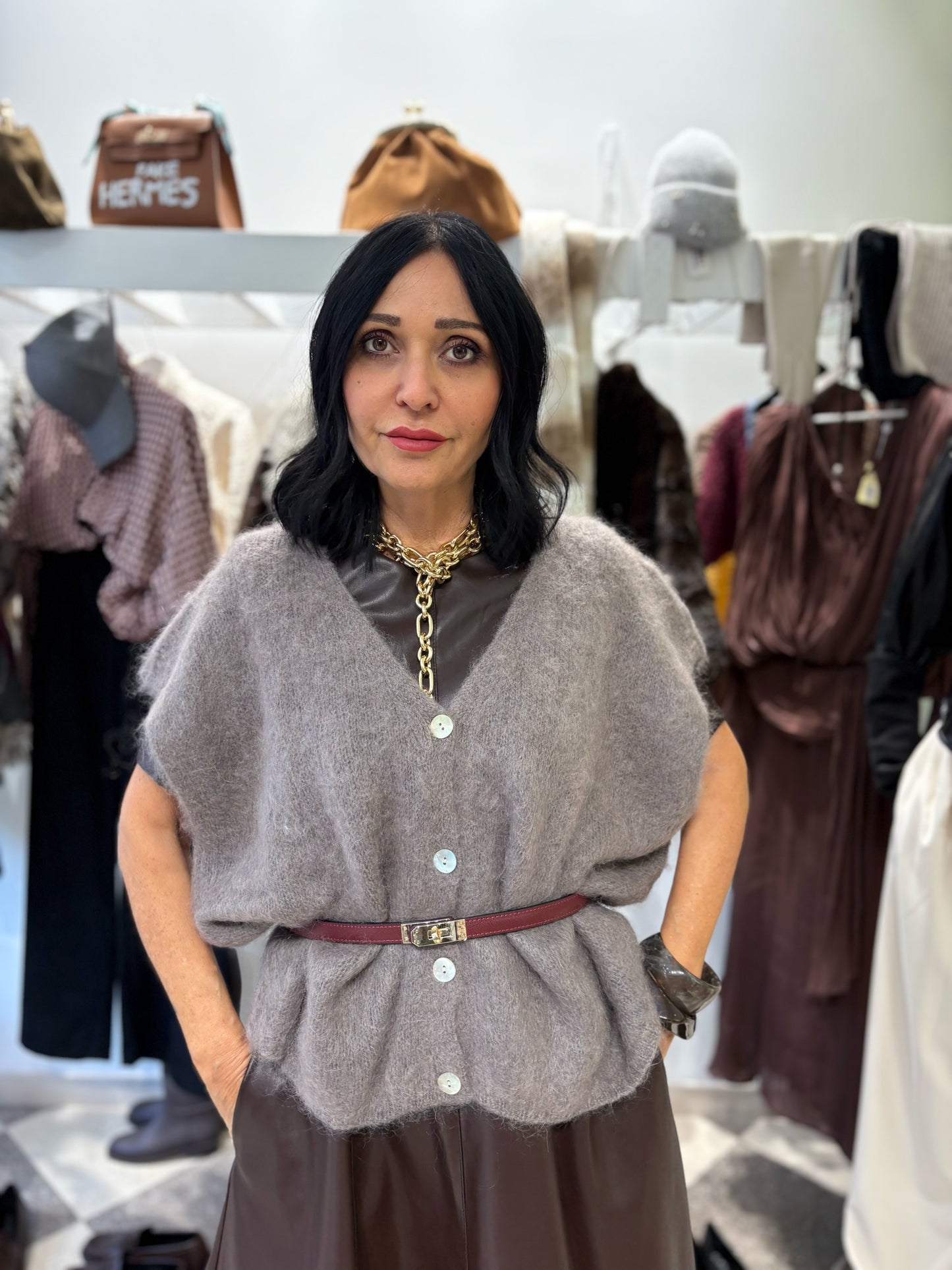 Gilet in misto kid mohair