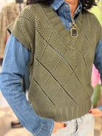 Gilet in 100% cotone verde kaki