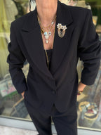 Blazer nero con applicazioni gioiello