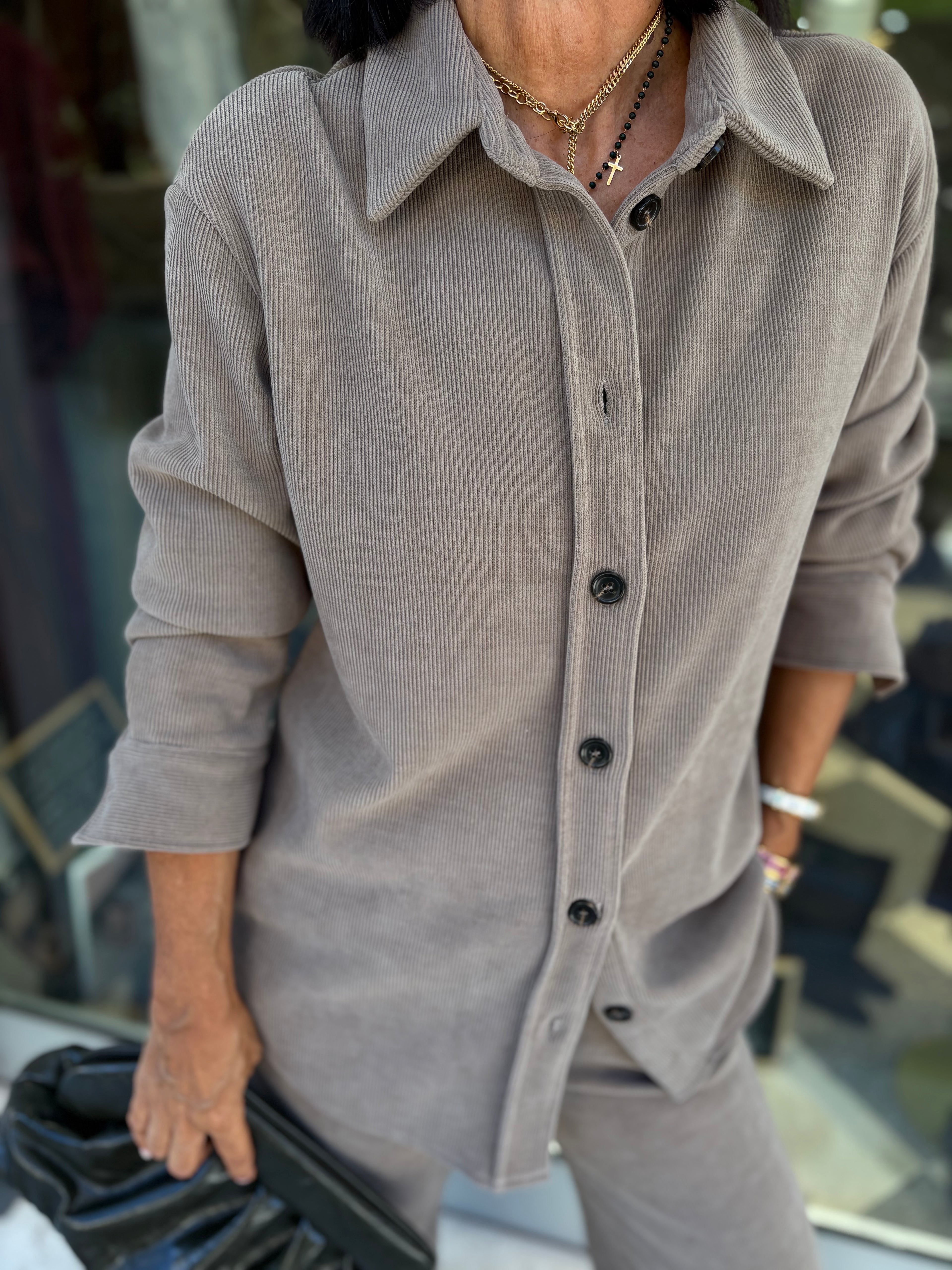 Camicia oversize in velluto a coste