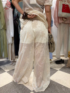 Pantalone palazzo ricamato avorio