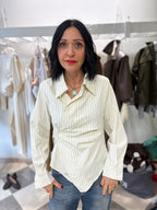 Camicia incrociata gessata giallo burro