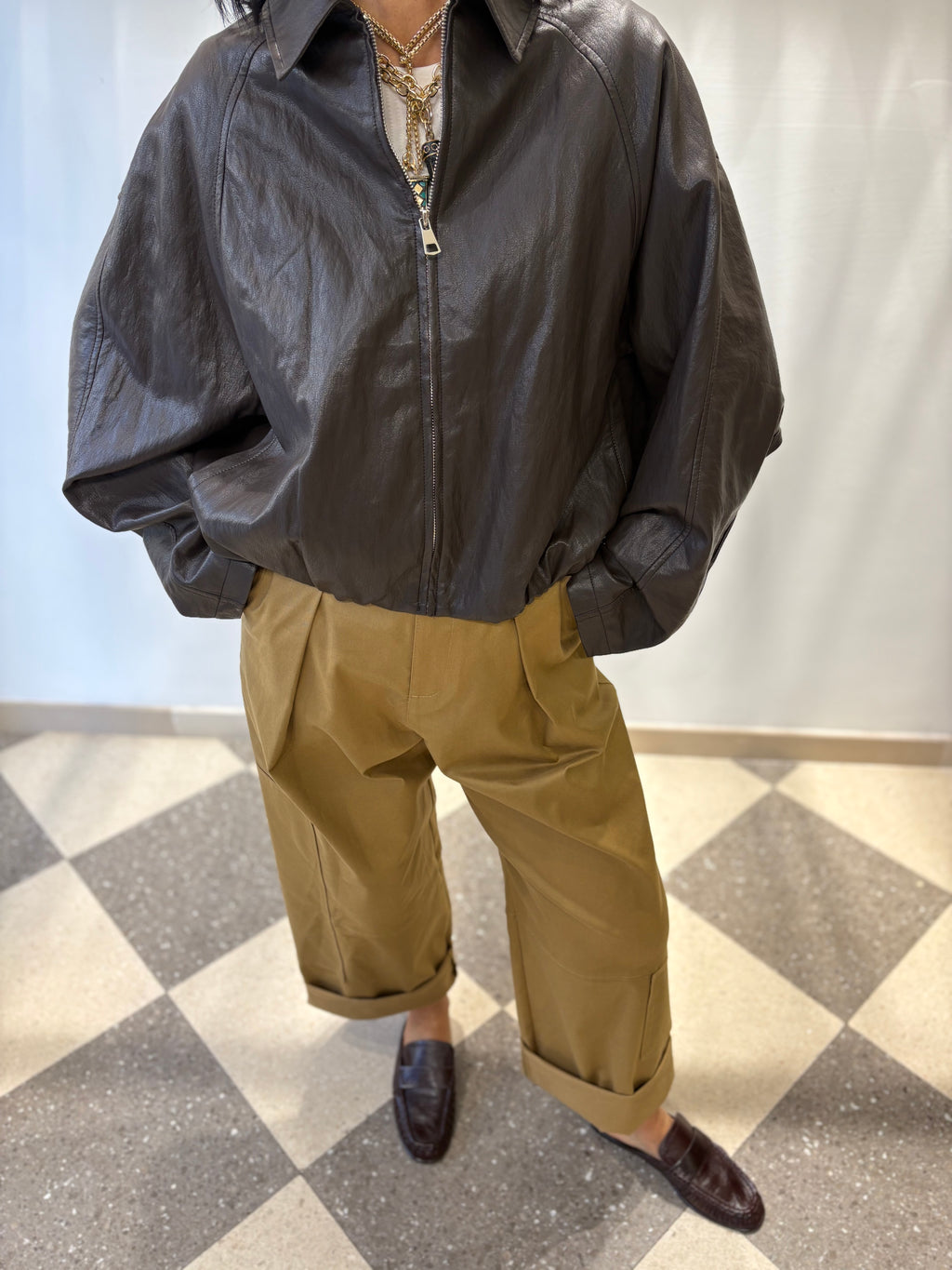 Bomber effetto pelle cioccolato