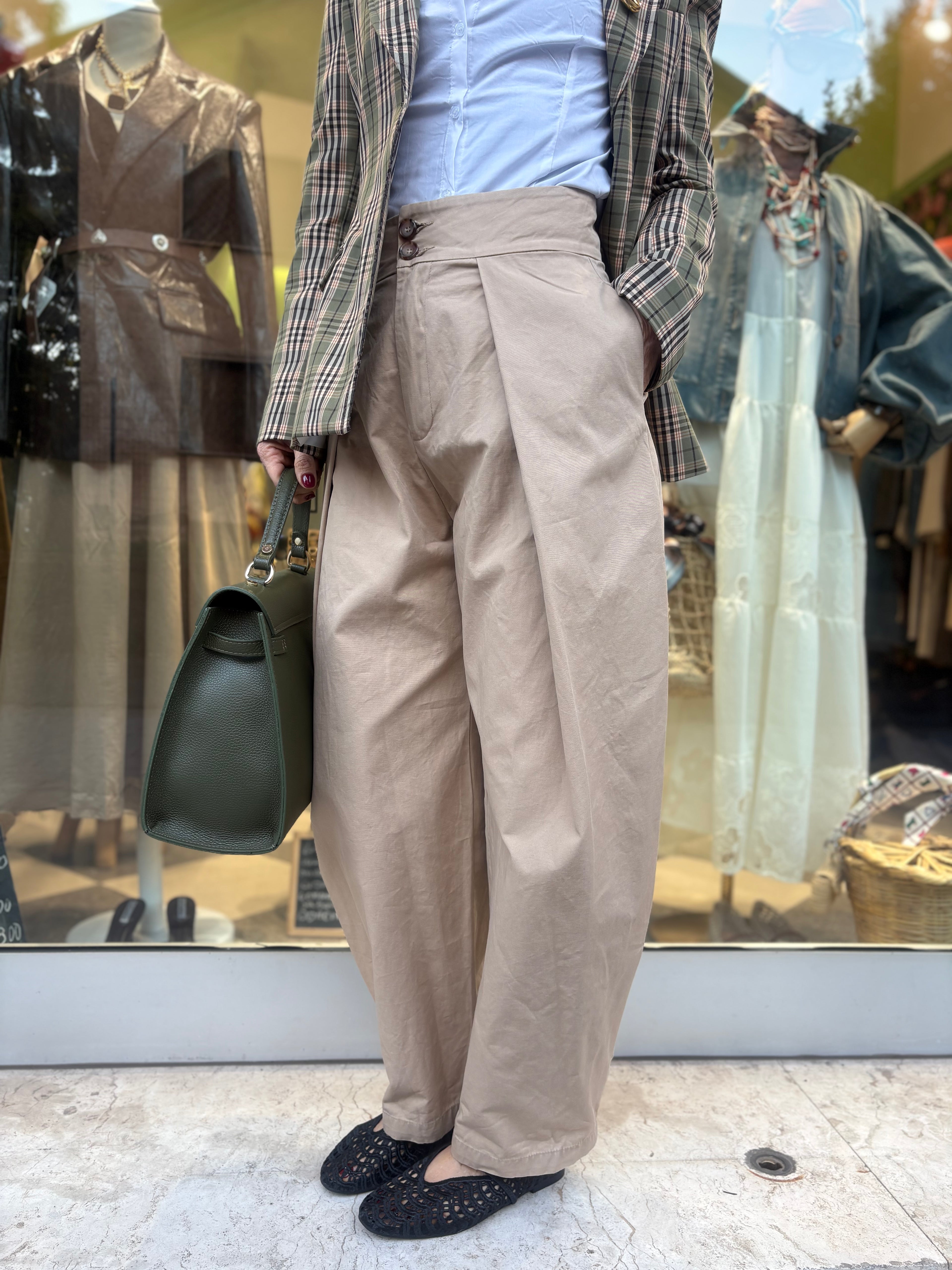 Pantalone balloon vita alta
