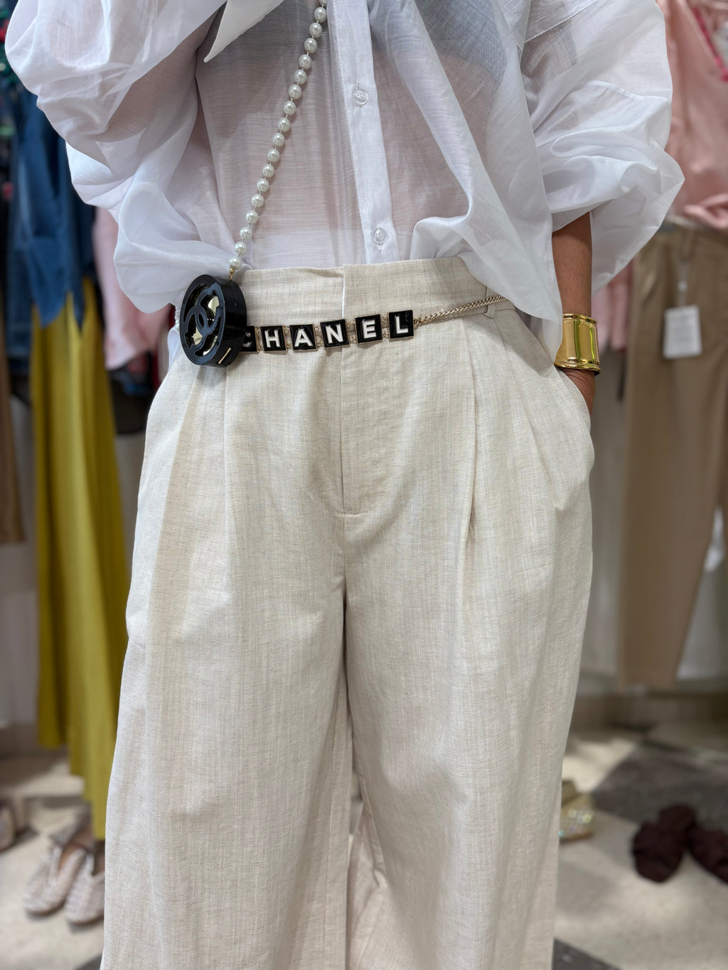 Pantalone ampio avorio