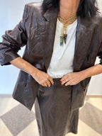 Blazer effetto pelle cioccolato