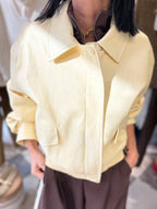 Bomber effetto pelle giallo limone