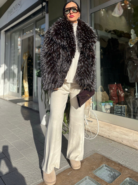 Coordinato in maglia Panna