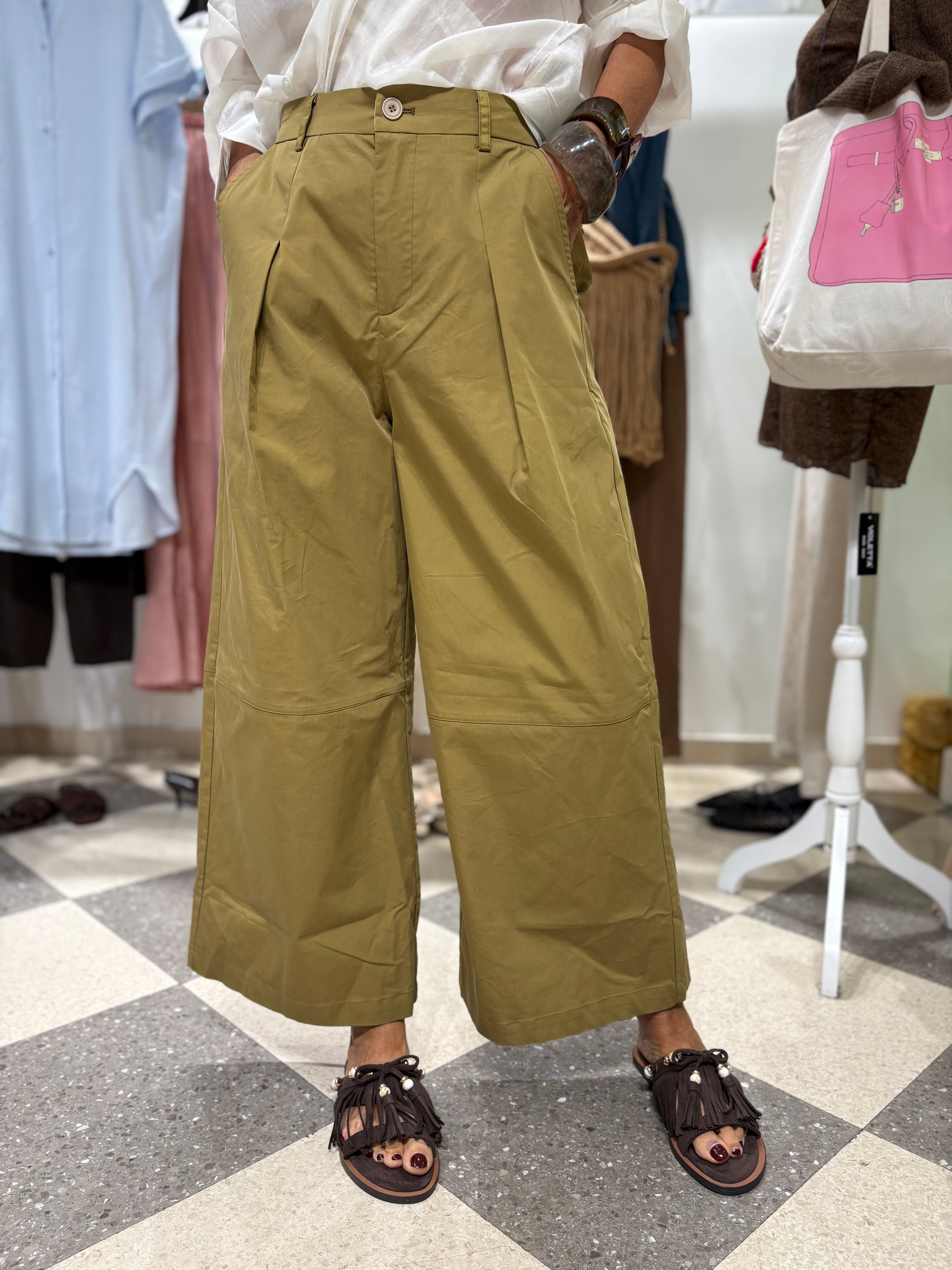 Pantalone culotte verde