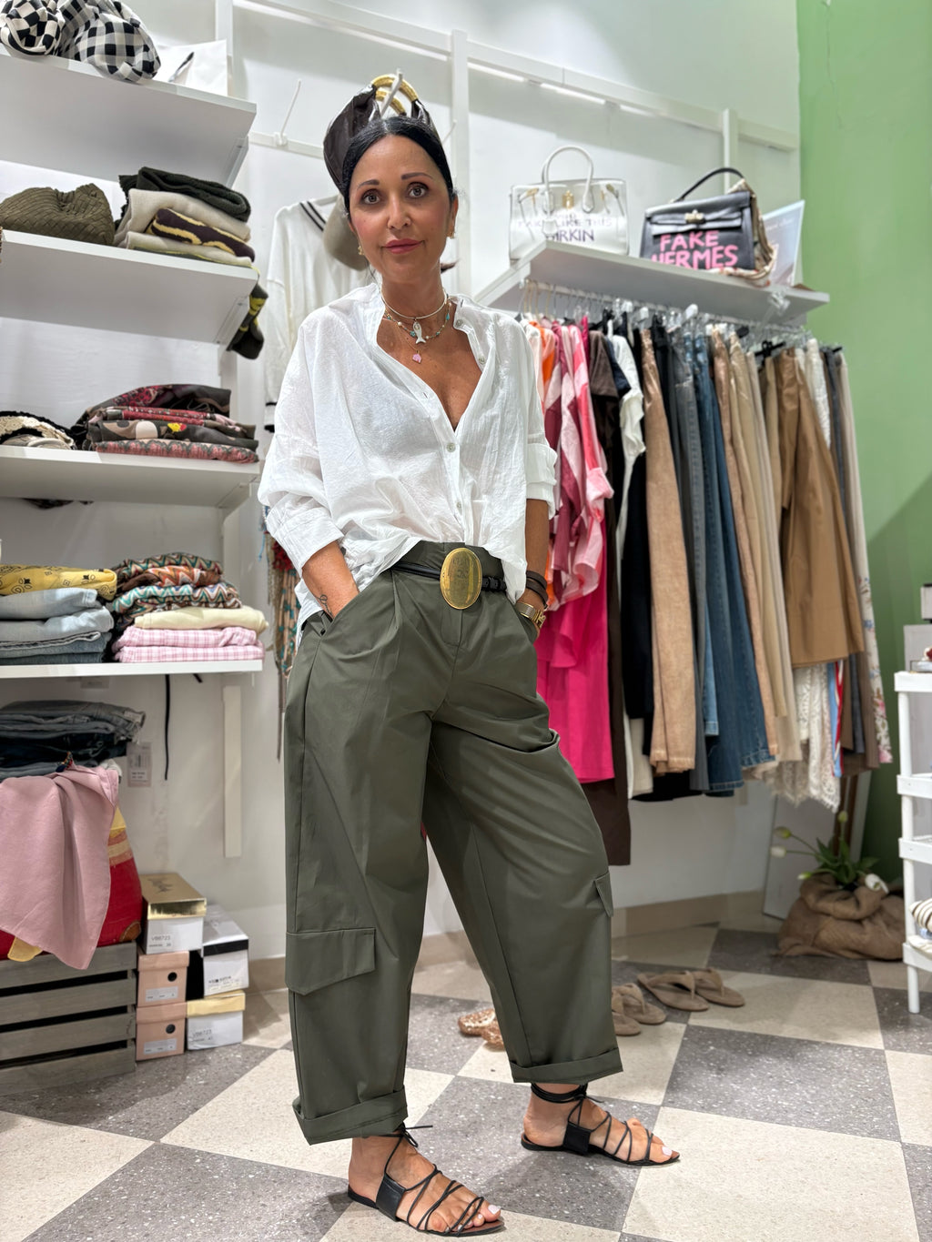 Pantalone cargo in cotone