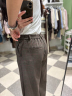 Pantalone palazzo check marrone