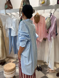 Over shirt celeste in cotone popeline