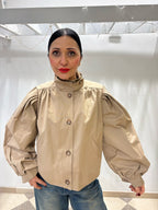 Motel trench cropped con dettaglio maniche a sbuffo