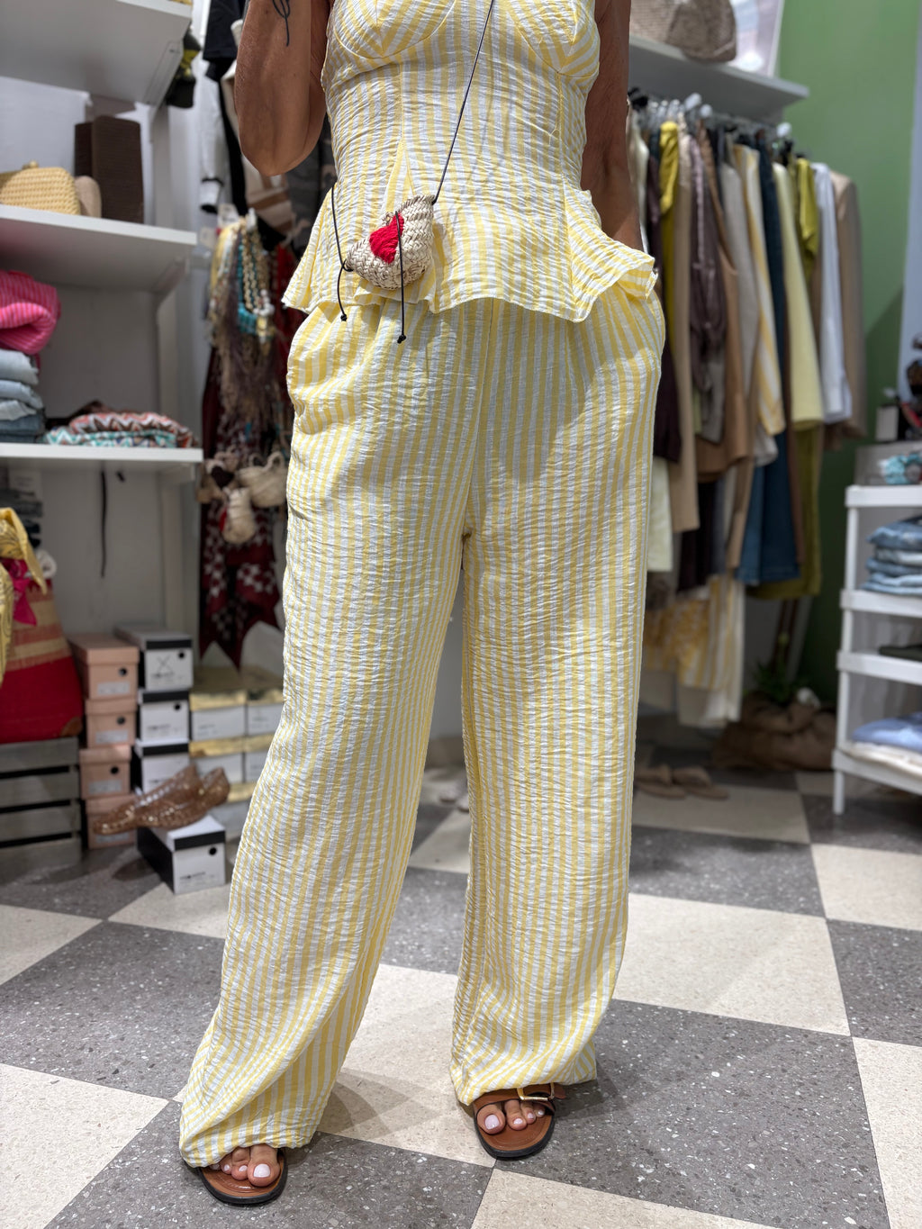 Coordinato top e pantalone a righe