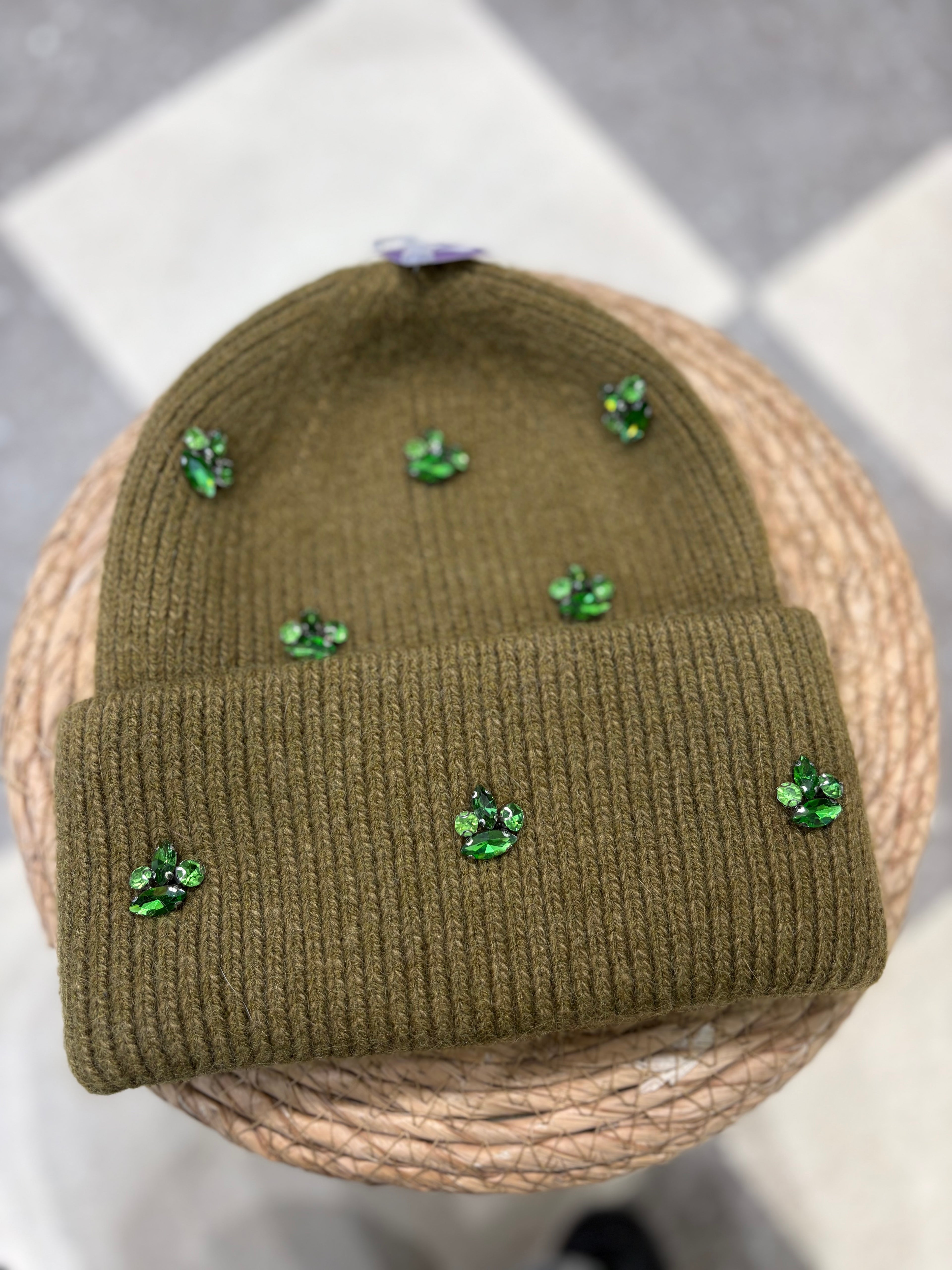 Beanie con applicazioni gioiello