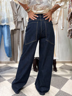 Jeans wide leg denim scuro