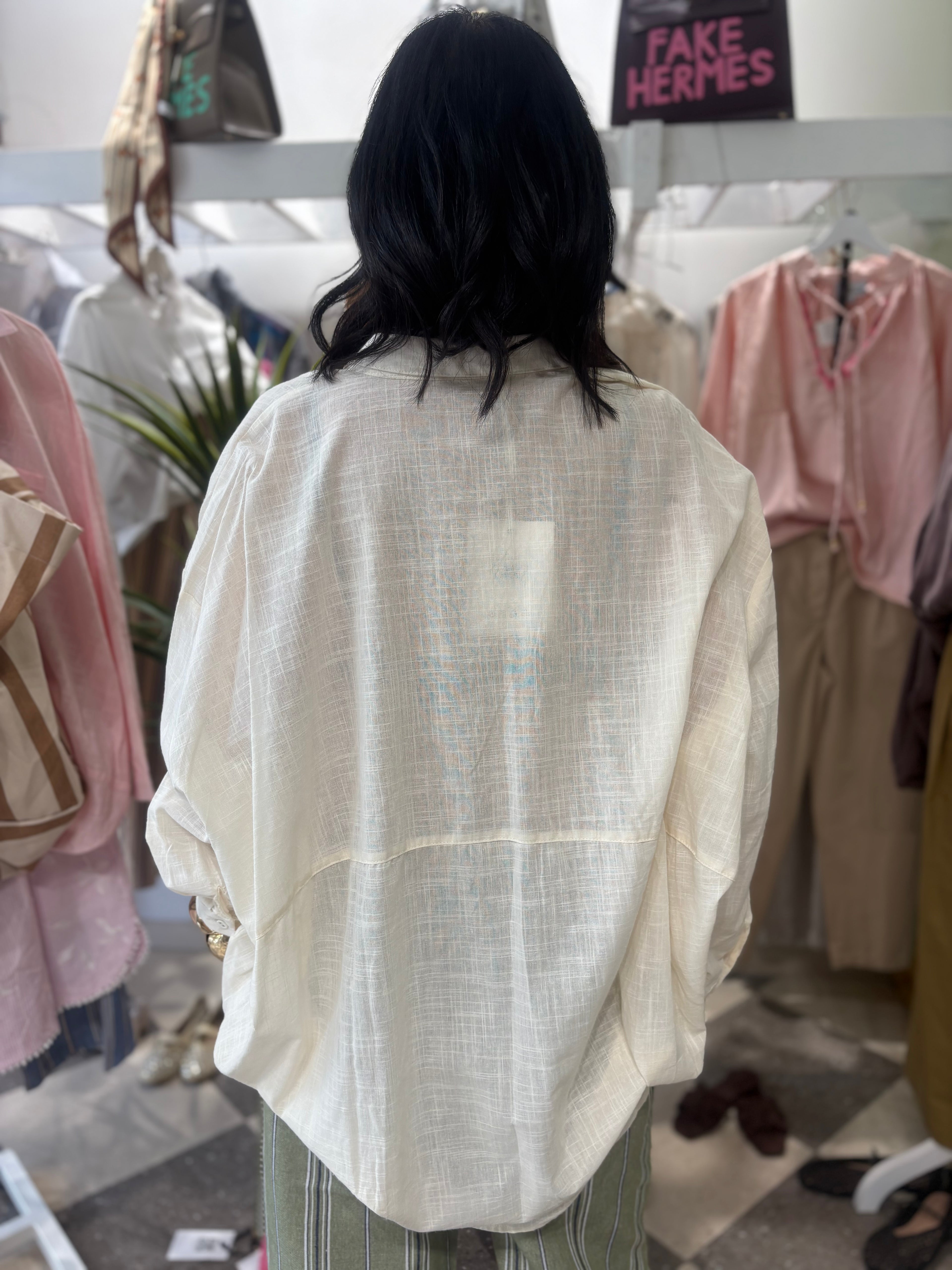 Camicia over 100% cotone burro