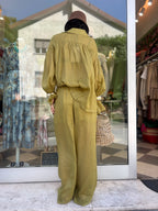 Pantalone con elastico in vita verde
