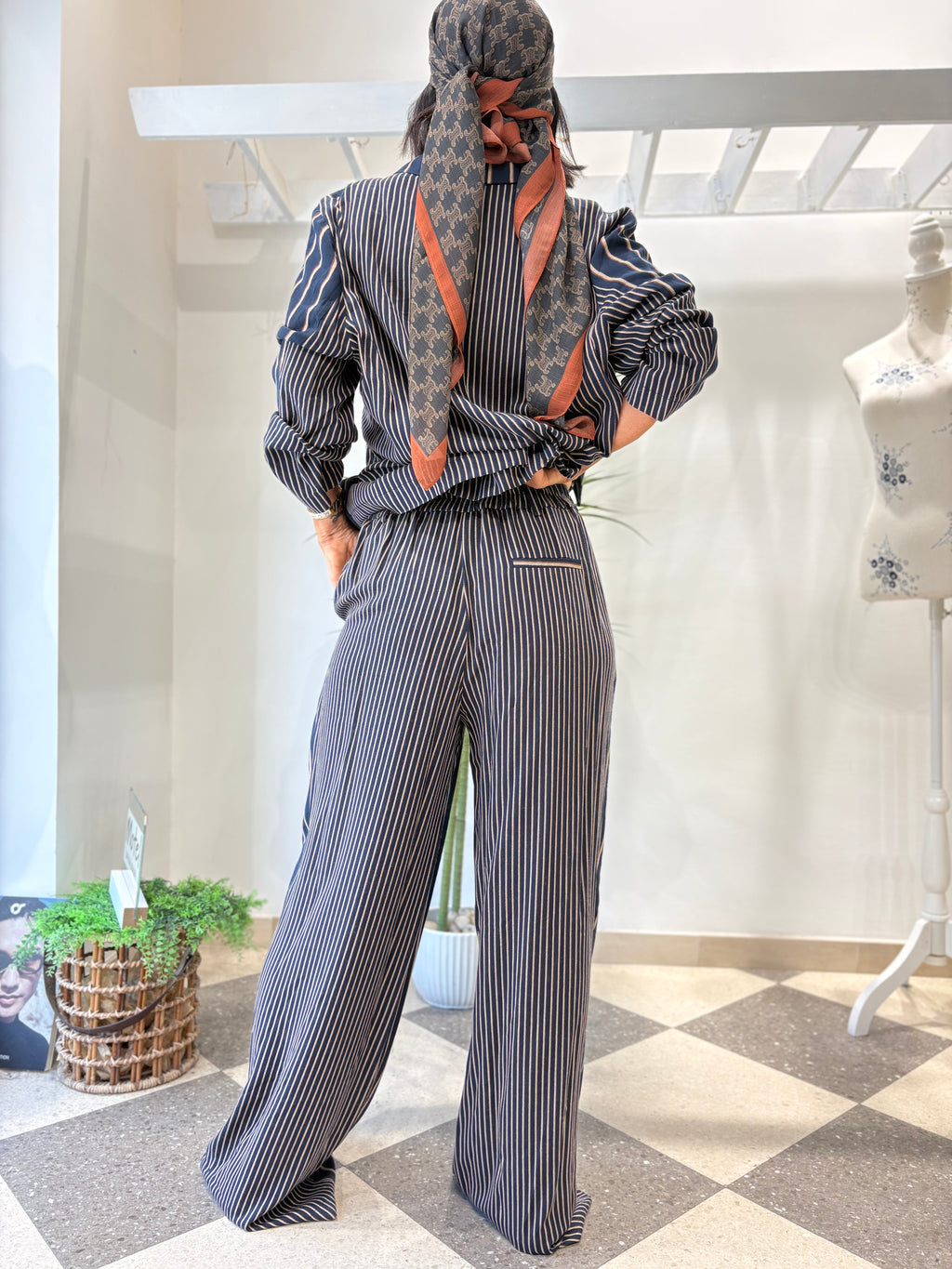 Pantalone palazzo gessato