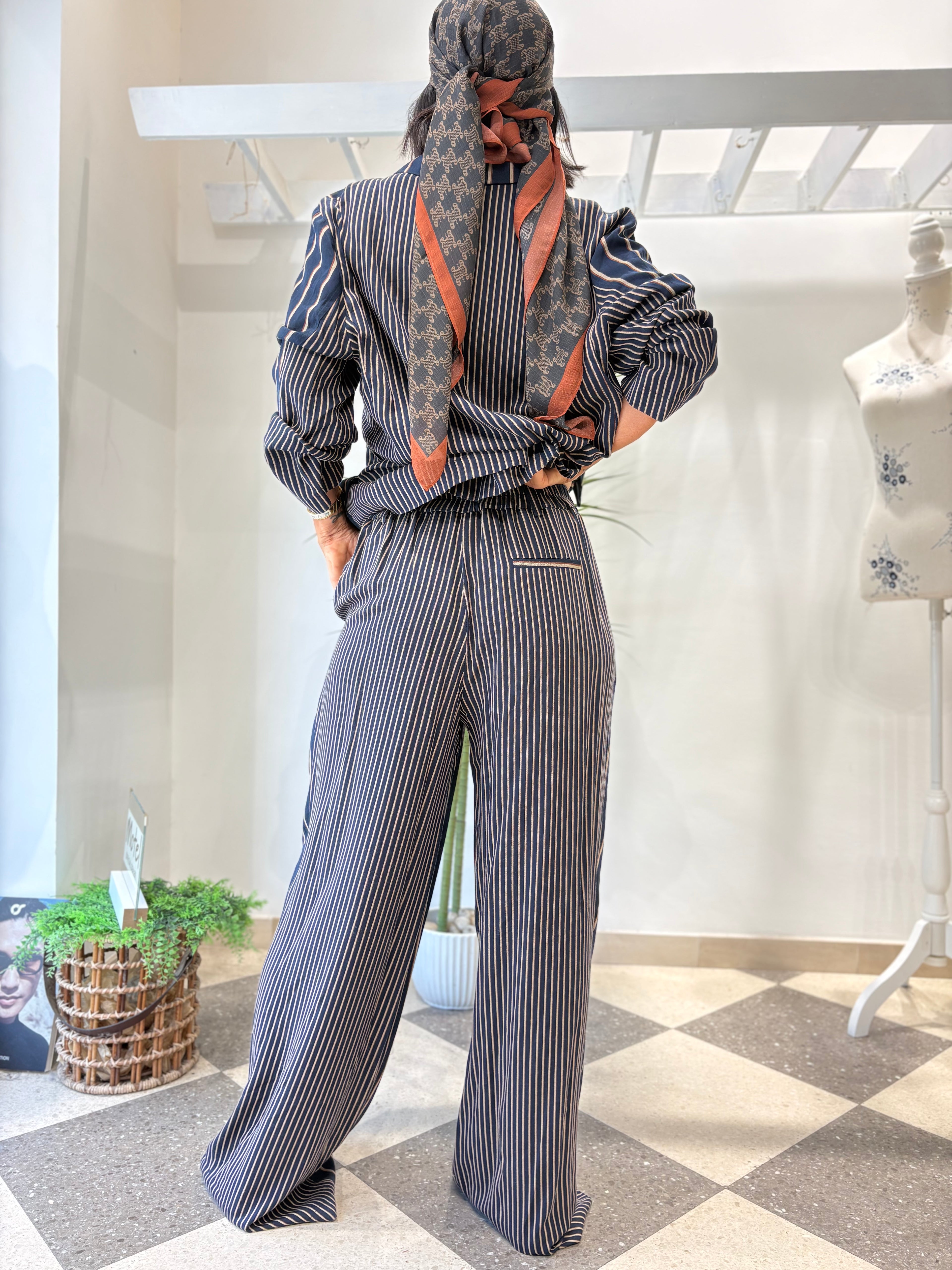 Pantalone palazzo gessato