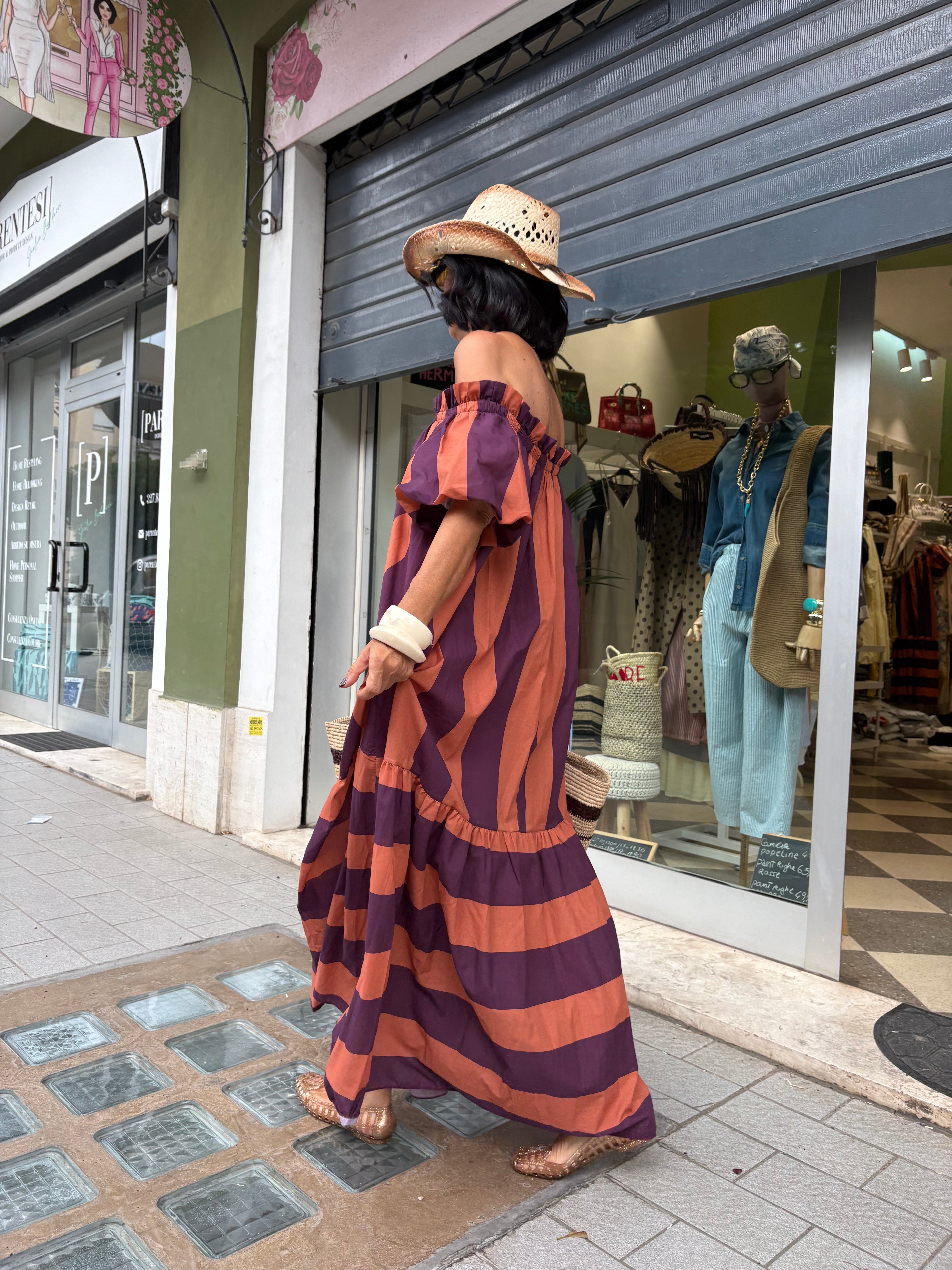 Abito maxi righe sunset 100% cotone