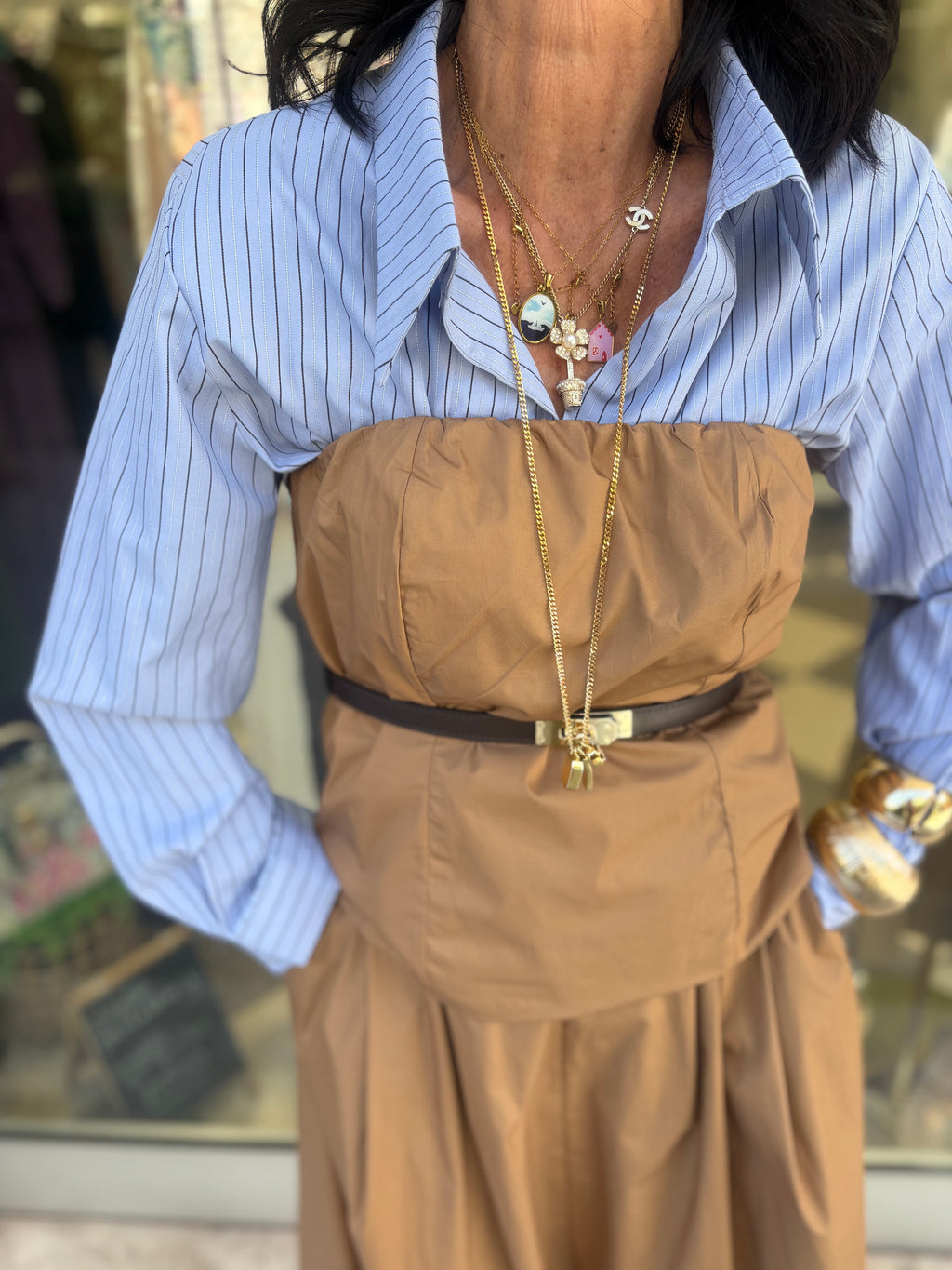 Coordinato caramello top e gonna