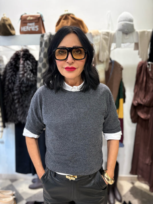 Maglia rasata light in misto cashmere