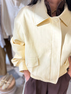 Bomber effetto pelle giallo limone