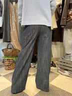 Motel denim palazzo con elastico in vita e cordoncino a vista